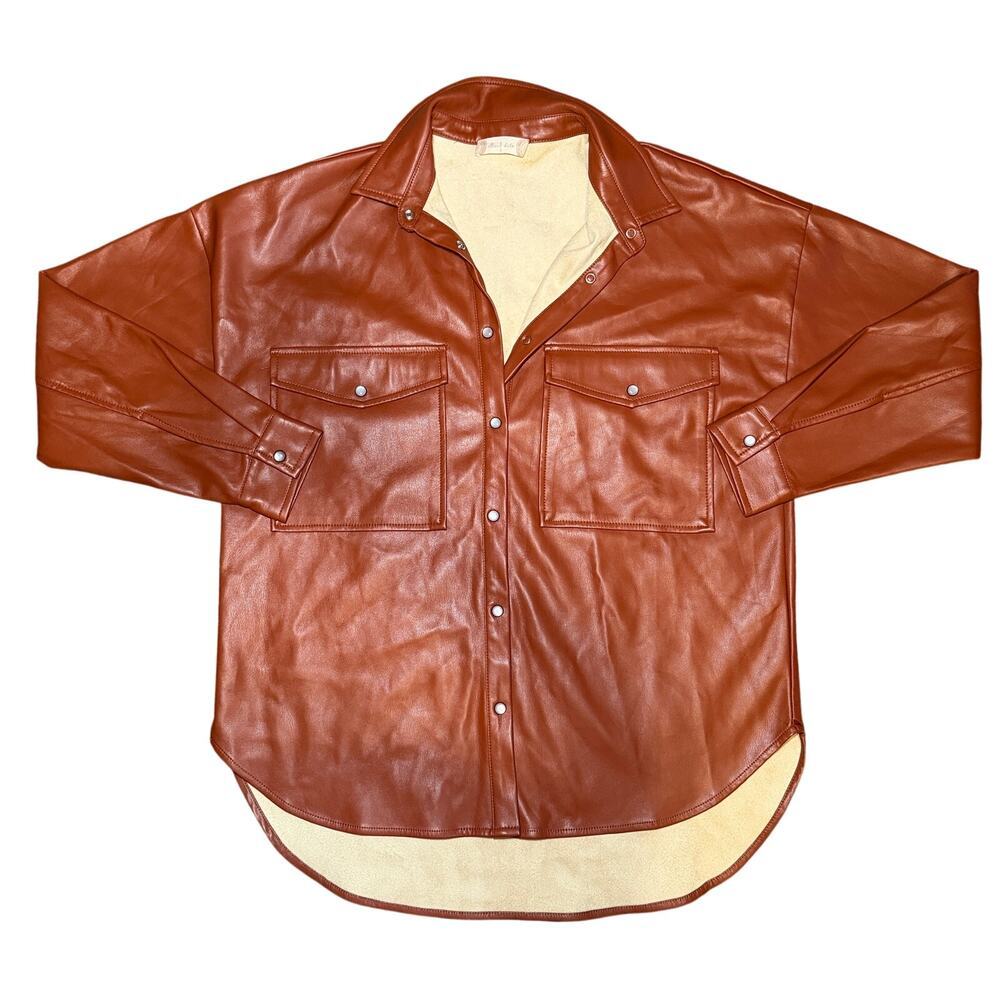 Altar'd State Womens Size S Shacket Casual Fleece Lined Brown Tan